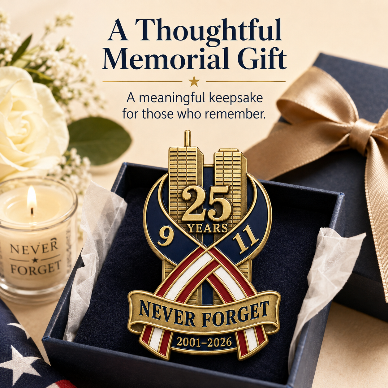 9/11 Never Forget 25th Anniversary Commemorative Lapel Pin