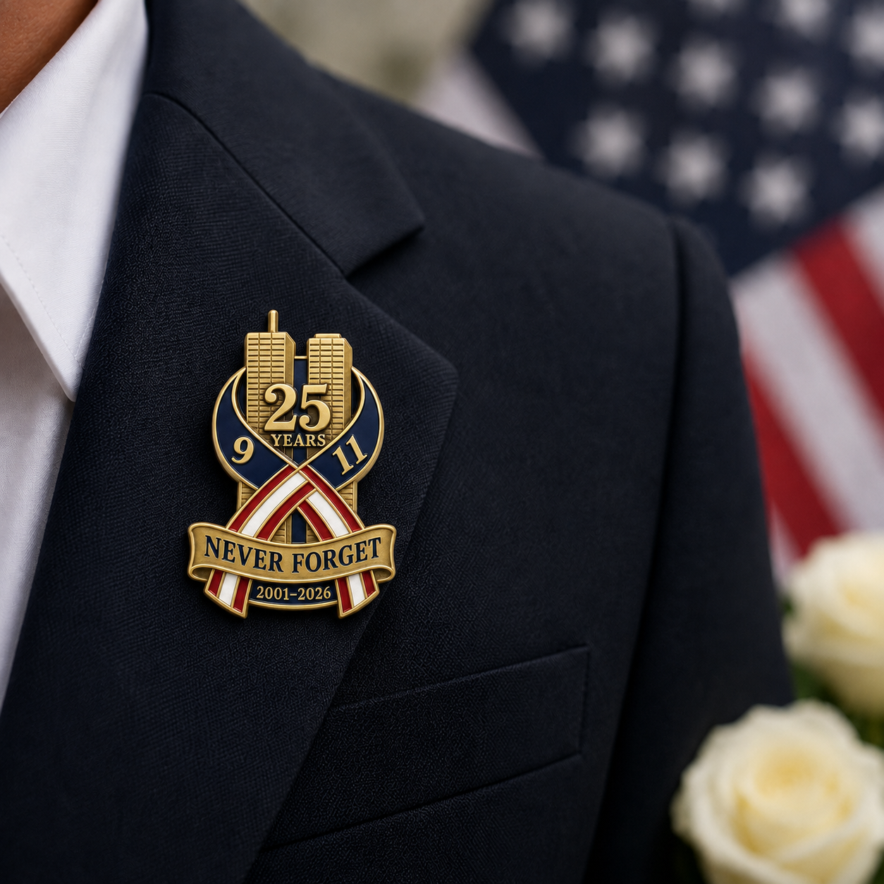 9/11 Never Forget 25th Anniversary Commemorative Lapel Pin