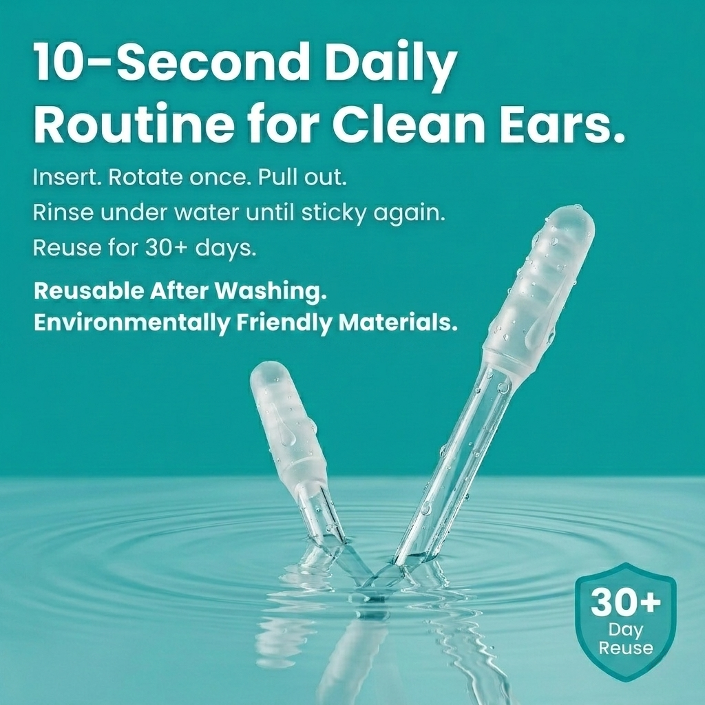 🥳2026 HOT SALE🥳💞50K+ SOLD!🧏‍♂️🌿 50% OFF! Reusable Earwax Remover – Soft adhesive tip, no cotton mess. Simple & gentle for seniors. Keep ears clean & comfortable. 🤲💚