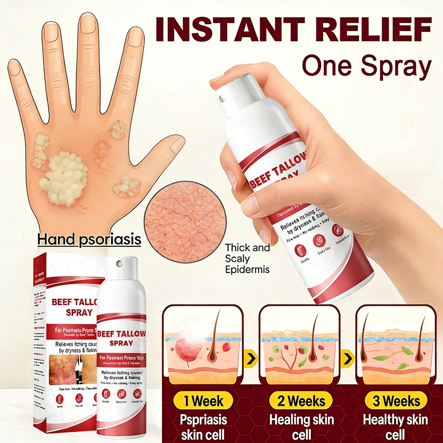Beef Tallow Spray — The No-Rub Relief for Psoriasis-Prone Skin✨